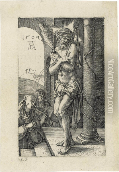 The Man Of Sorrows Standing By A Column Oil Painting - Albrecht Durer