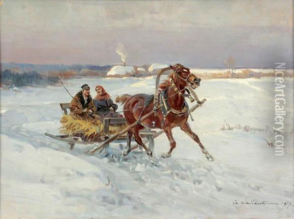 W Drodze Oil Painting - Ignacy (Czeslaw Wasilewski) Zygmuntowicz