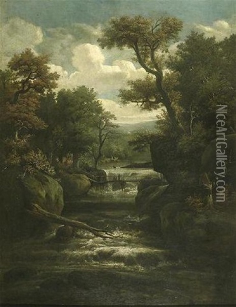 Riviere Avec Cascade Dans Un Paysage Rocheux Oil Painting - Jacob Van Ruisdael