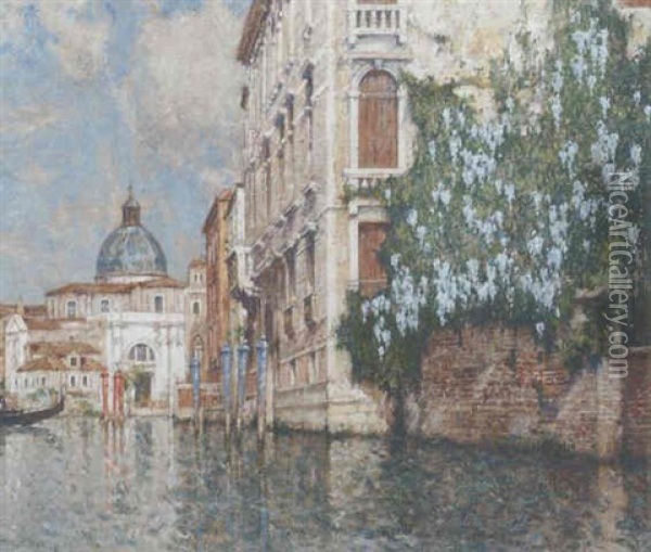 A View Of A Canal In Venice Oil Painting - Hendrick Cassiers