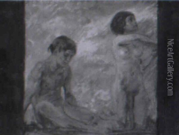Morgen (aktdarstellung Eines Jugendlichen Paares) Oil Painting - Hugo Walzer