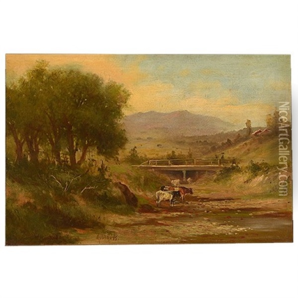 Cows In A River Bed Oil Painting - Meyer Straus