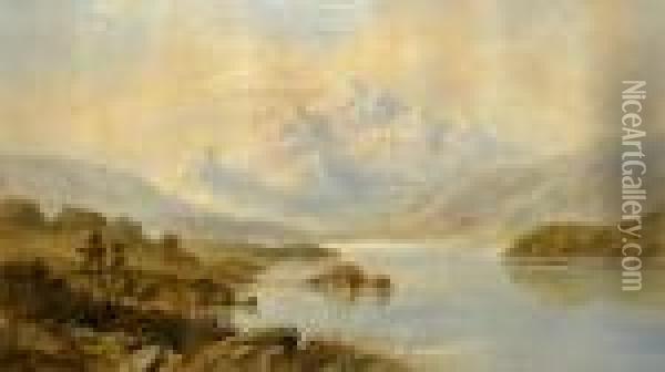 Paesaggio Con Fiume E Montagne Oil Painting - George Lowthian Hall