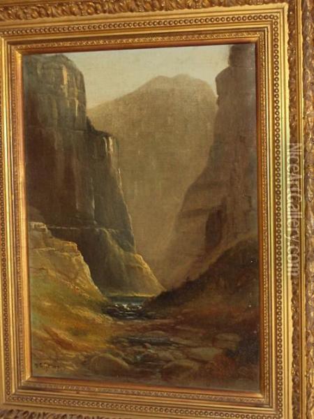A Rocky River Gorge Oil Painting - Daniel Charles Grose