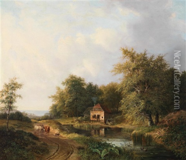 Idyllic Landscape Oil Painting - Hendrik Verpoeken