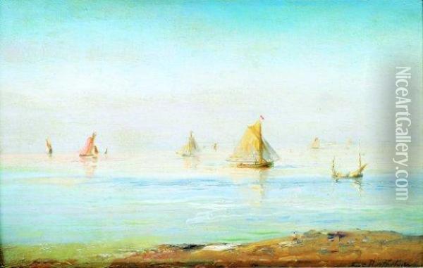 Les Voiles En Mer Calme Oil Painting - Eugene Berthelon