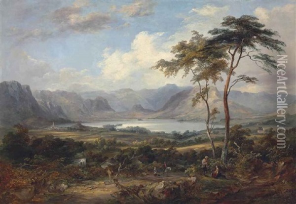 A Mountainous Lake Landscape, Traditionally Identified As Coniston Water Oil Painting - Jane Nasmyth