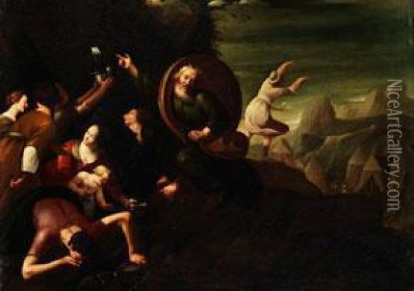 Moses Schlagt Wasser Aus Dem Felsen Oil Painting - Federico Zuccari