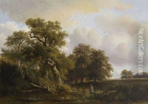 Baumlandschaft Oil Painting - Arend Cornelis Hazeu