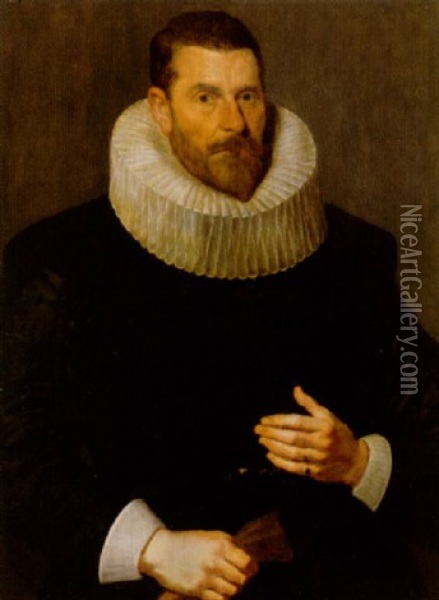 Portrait Eines Mannes Mit Halskrause Und Schwarzem Kostum Oil Painting - Frans Pourbus the Elder
