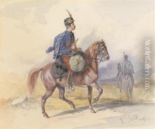 A Hungarian Rider Oil Painting - Wilhelm Richter