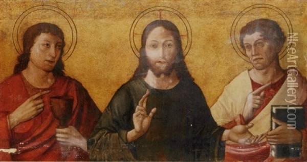 Christ Between Saint John And Saint Luke Oil Painting - Marco Palmezzano