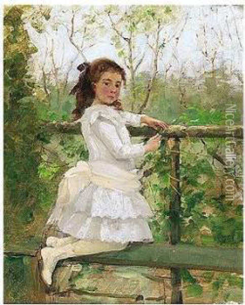 Nuori Tytto Valkoisissa (young Girl In White) Oil Painting - Elin Danielson-Gambogi
