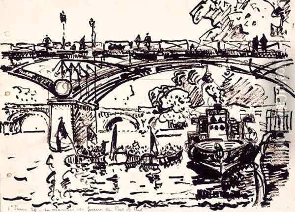 La marine de guerre au pont Oil Painting - Paul Signac