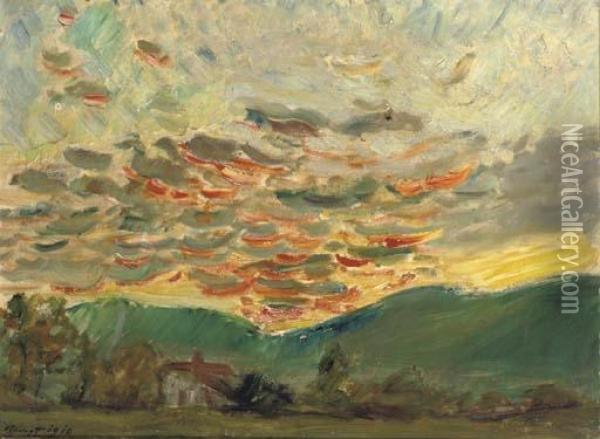 Sunset Oil Painting - Max Slevogt