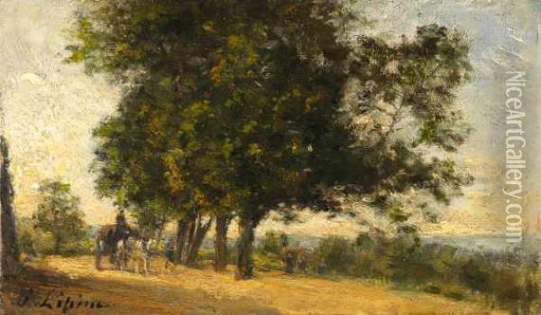 Landschaft Mit Pferdefuhrwerk Oil Painting - Stanislas Lepine