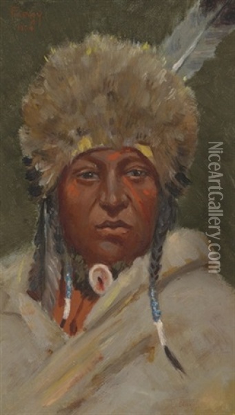 Chief Little Bear Oil Painting - Henry F. Farny
