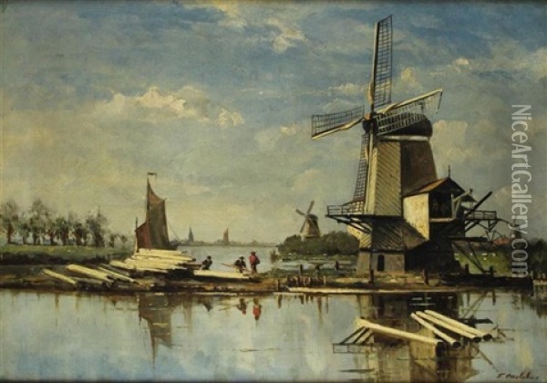 Windmill Oil Painting - Francois Carlebur II