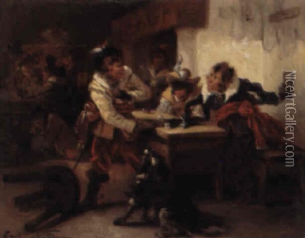 Monkeys In A Tavern Oil Painting - Zacharias Noterman