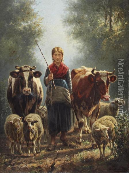 The Young Farm Girl Oil Painting - Henri De Beul