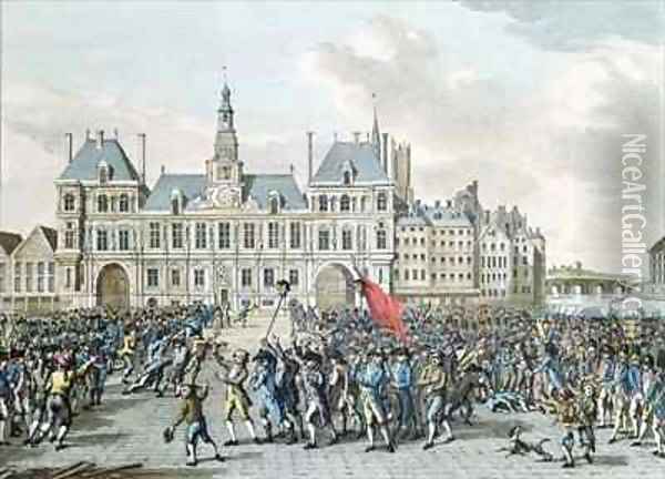 The Heads of Launay and Flesselles Promenaded before the Hotel de Ville Oil Painting - Jan Bulthuis