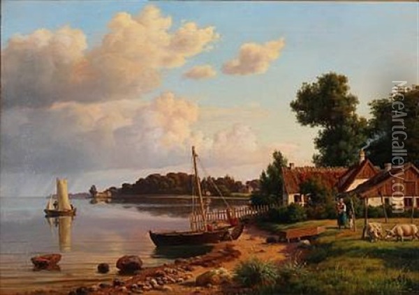 Coastal Scene From Nivabugten Bay Oil Painting - Carsten Henrichsen