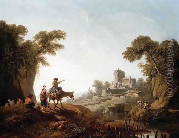 River Landscape Oil Painting - Jean-Baptiste Pillement
