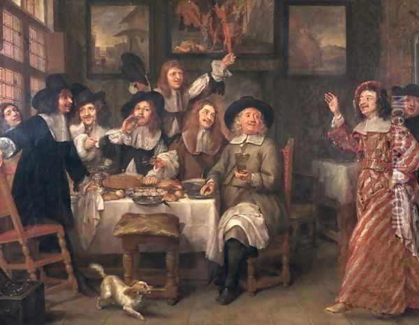 The Artists' Meal Oil Painting - Gonzales Coques