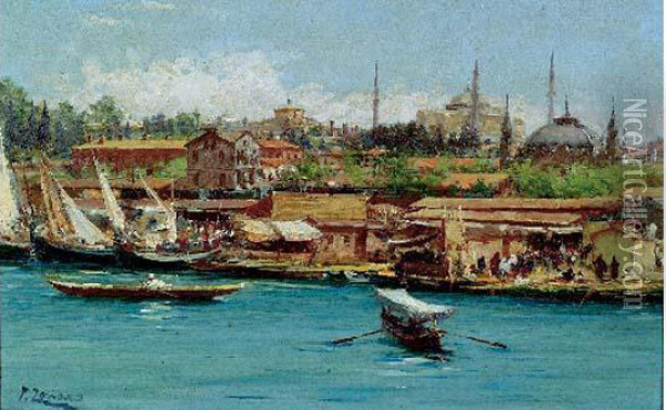 Vue De Constantinople Oil Painting - Fausto Zonaro