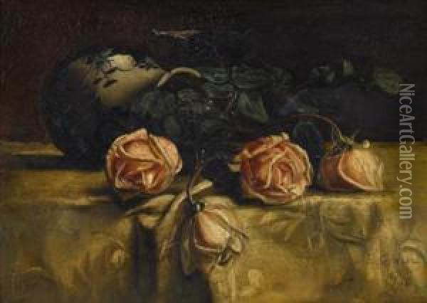 Still Life With Roses Oil Painting - Ella G. Wise