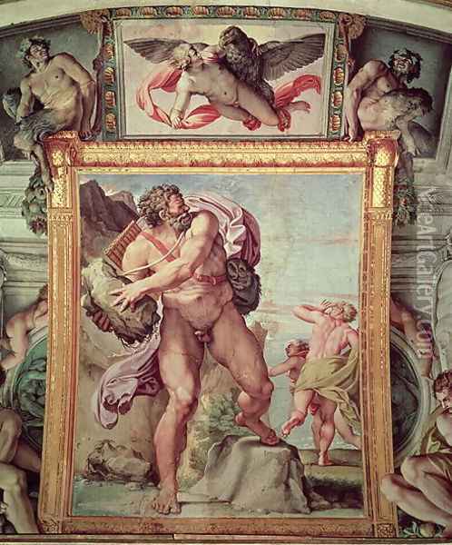 Polyphemus Attacking Acis and Galatea, 1597-1604 (detail) Oil Painting - Annibale Carracci