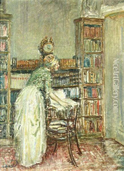 In The Library Oil Painting - Mark Latos