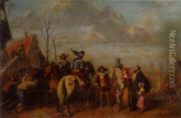 A Military Encampment Oil Painting - Alfred Ritter von Malheim Friedlaender