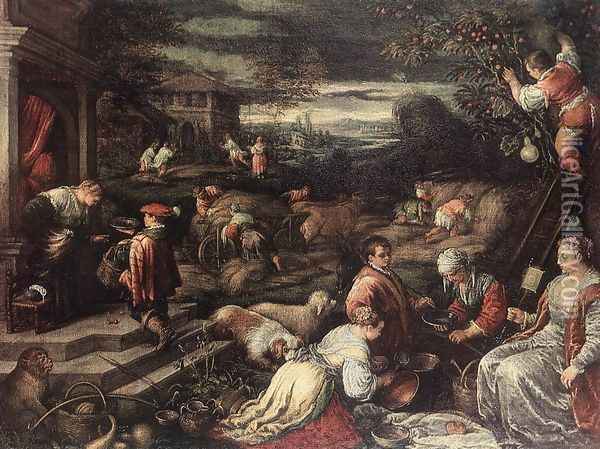 Summer Oil Painting - Jacopo Bassano (Jacopo da Ponte)