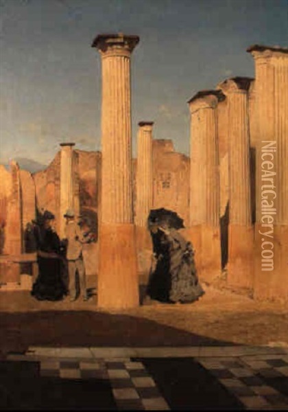 Il Foro Di Pompei Oil Painting - Giuseppe de Nittis