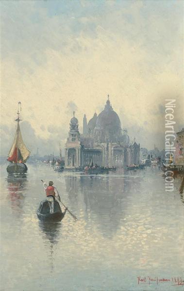 At The Entrance To The Grand Canal, Venice Oil Painting - Carl Kauffman