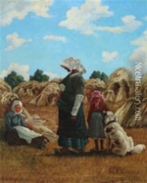 Harvest Scenery Oil Painting - Frederik Christian Lund