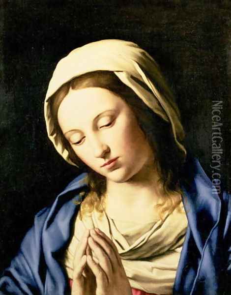 Madonna at Prayer Oil Painting - Francesco de' Rossi (see Sassoferrato)