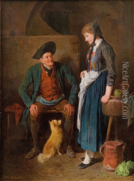 Delicate Angelegenheit Oil Painting - Friedrich Ritter von Malheim Friedlaender