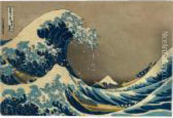 Kanagawa Oki Nami-ura Oil Painting - Katsushika Hokusai