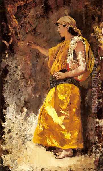 Standing Arab Woman Oil Painting - Edwin Lord Weeks