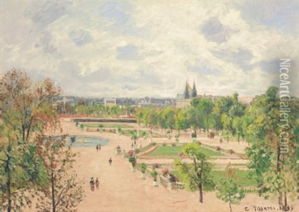 Le Jardin Des Tuileries, Matinee De Printemps Oil Painting - Camille Pissarro