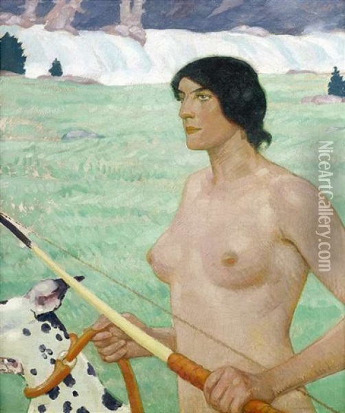 Die Jagdgottin Diana Oil Painting - Fritz Erler