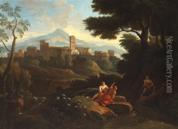 Die Abtei Von San Nilo In Grottaferrata Oil Painting - Jan Frans van Bloemen