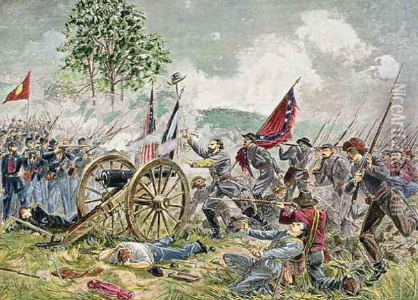 Picketts Charge, Battle of Gettysburg in 1863 Oil Painting - Charles Prosper Sainton