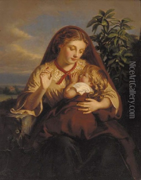 A Mother's Joy Oil Painting - Henry Lejeune