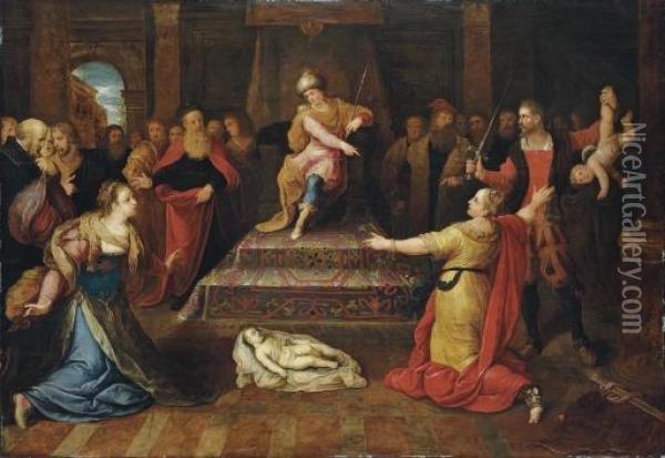 The Judgement Of Solomon Oil Painting - Frans II Francken