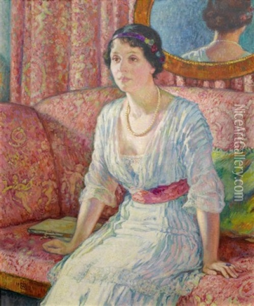 Portrat Margareta Von Kuhlmann-stumm Oil Painting - Theo van Rysselberghe