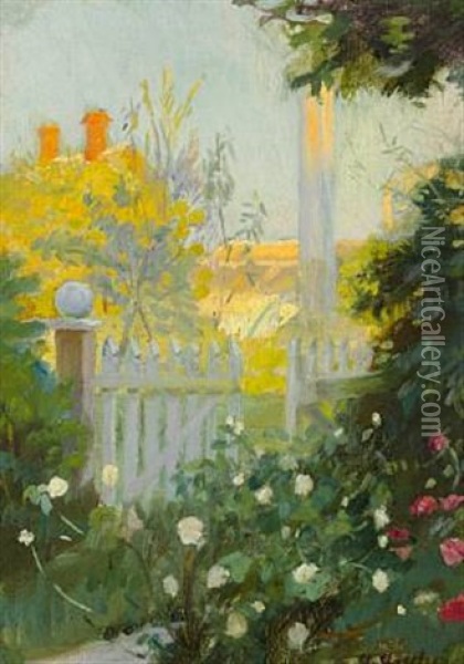 View From The Garden Gate At Markvej Where Anna Og Michael Ancher Lived Oil Painting - Anna Kirstine Ancher