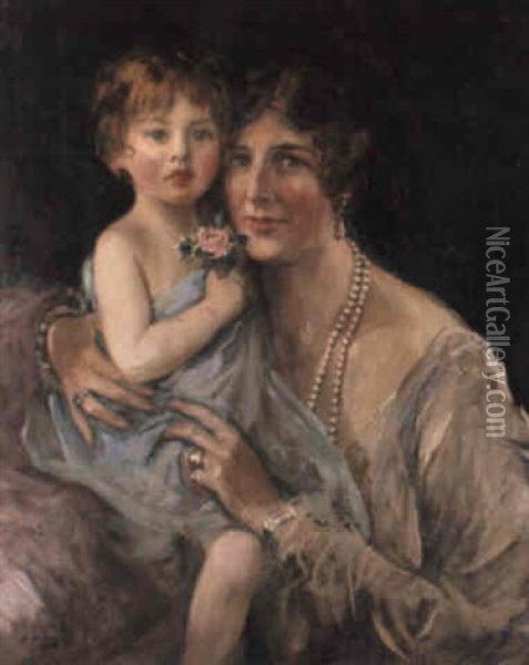 The Marchioness Of Londonberry And Lady Mairi Stewart Oil Painting - John Lavery
